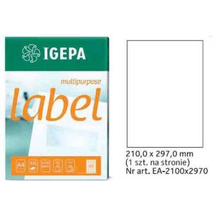 IGEPA - ETYKIETA SAMOPRZYLEPNA  210*297  100szt